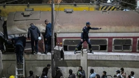 إصابة 20 راكبا بحادث تصادم قطاري المنيا