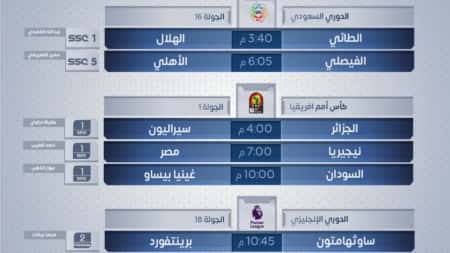 رياضة: مباريات اليوم الثلاثاء 11 يناير 2022